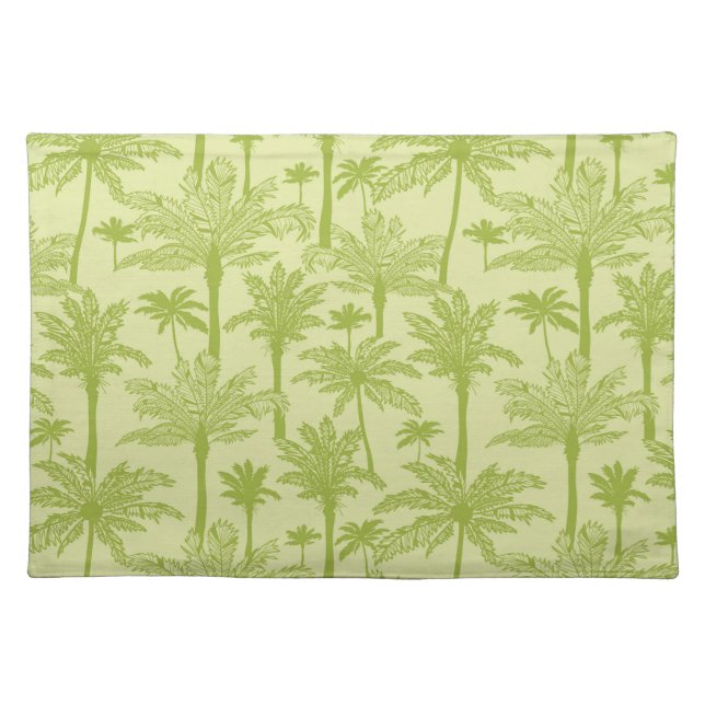 Green Palm Trees Pattern Cloth Placemat (Front)