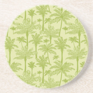 Green Palm Trees Pattern Drink Coaster