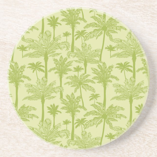 Green Palm Trees Pattern Drink Coaster (Front)