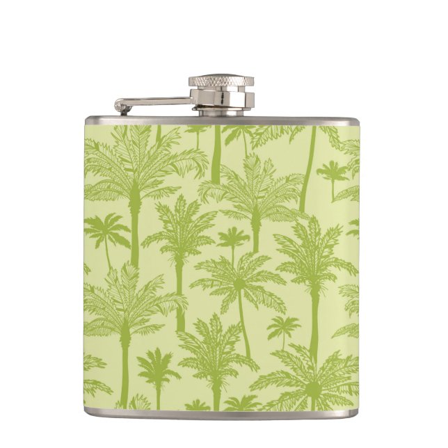 Green Palm Trees Pattern Flask (Front)