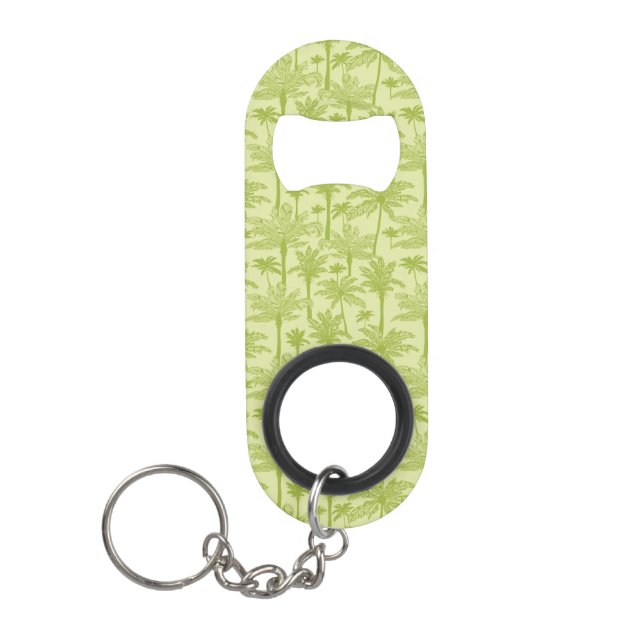 Green Palm Trees Pattern Keychain Bottle Opener (Front)