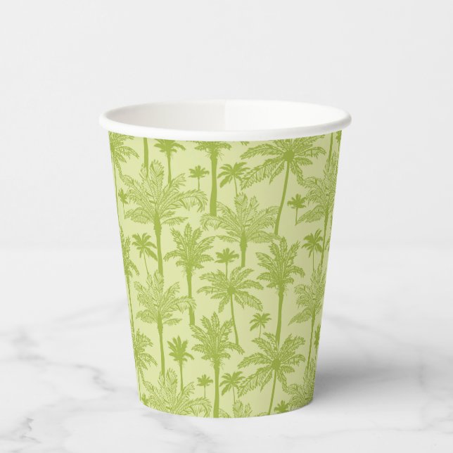 Green Palm Trees Pattern Paper Cups (Left)