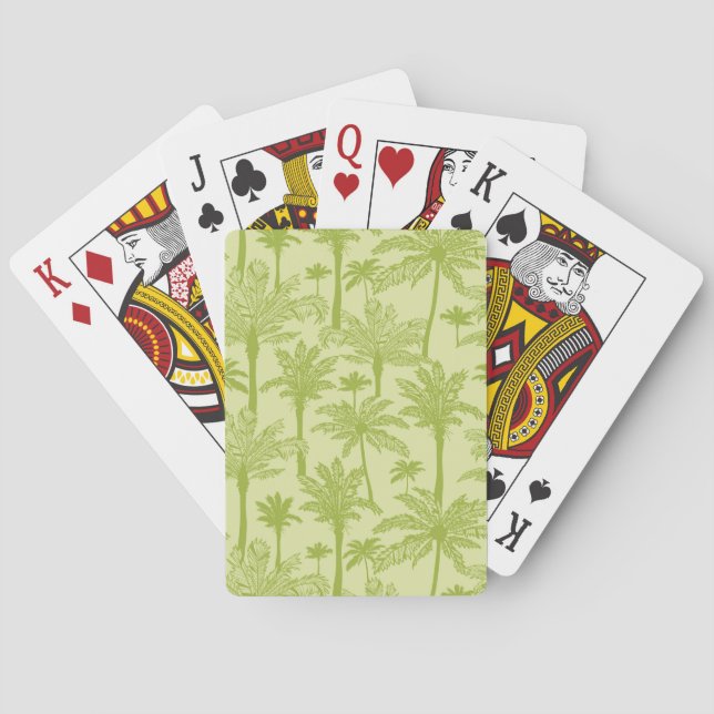 Green Palm Trees Pattern Poker Cards (Back)