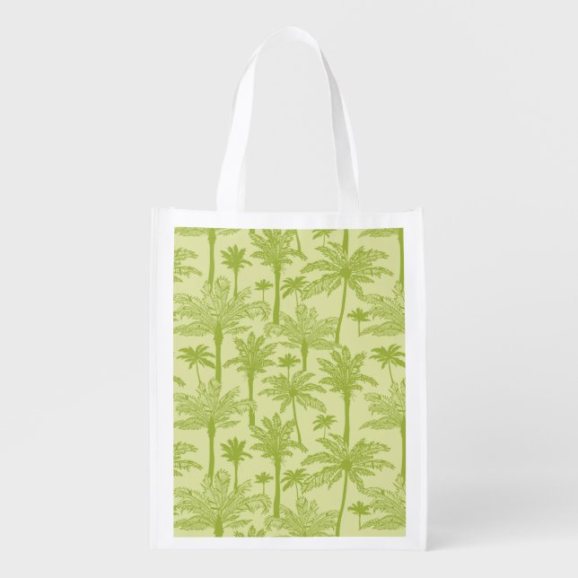 Green Palm Trees Pattern Reusable Grocery Bag (Front)