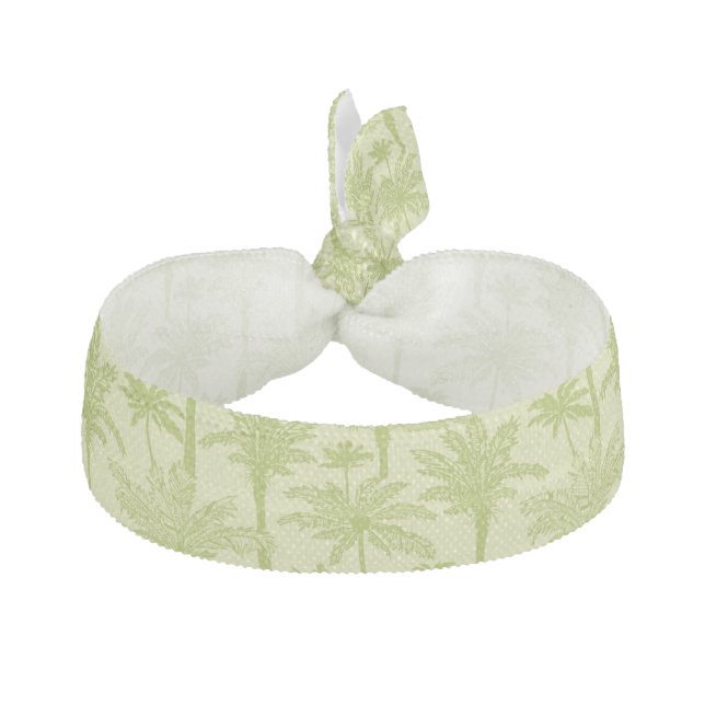 Green Palm Trees Pattern Ribbon Hair Tie (Front)