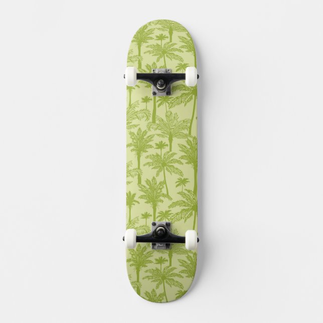 Green Palm Trees Pattern Skateboard Deck (Front)