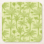 Green Palm Trees Pattern Square Paper Coaster