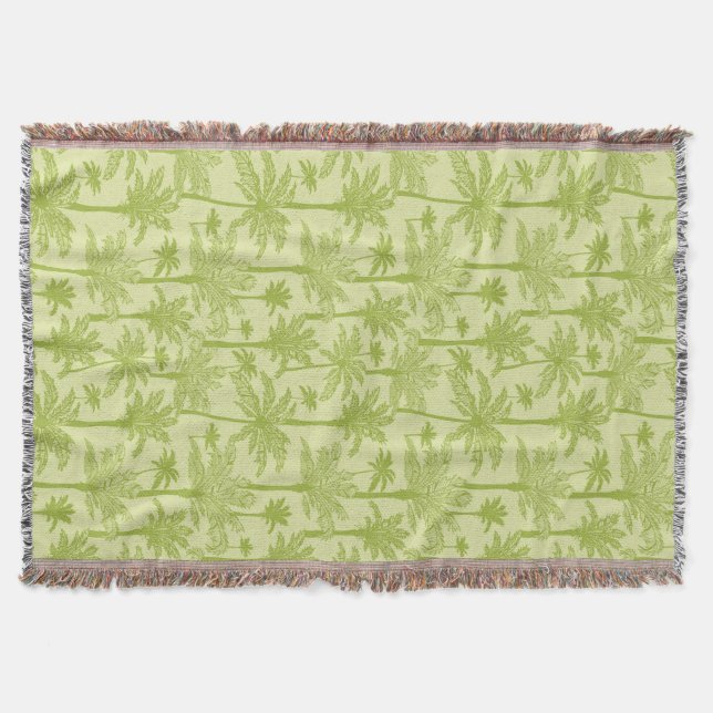 Green Palm Trees Pattern Throw Blanket (Front)
