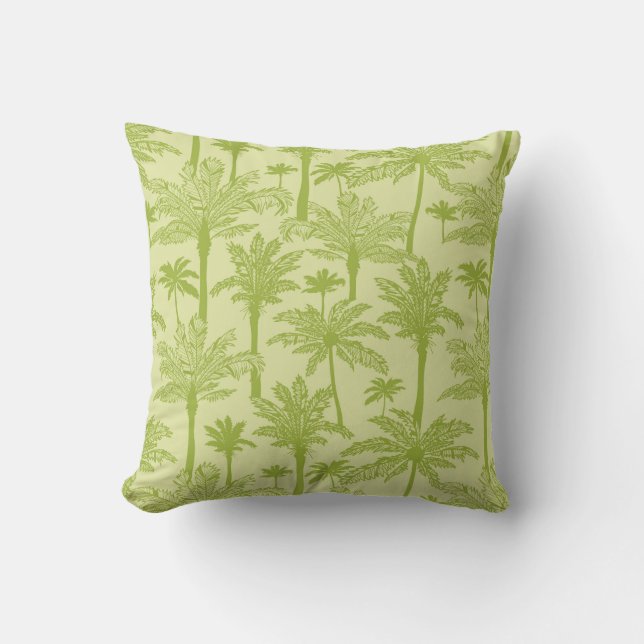 Green Palm Trees Pattern Throw Pillow (Front)