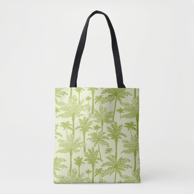 Green Palm Trees Pattern Tote Bag (Front)
