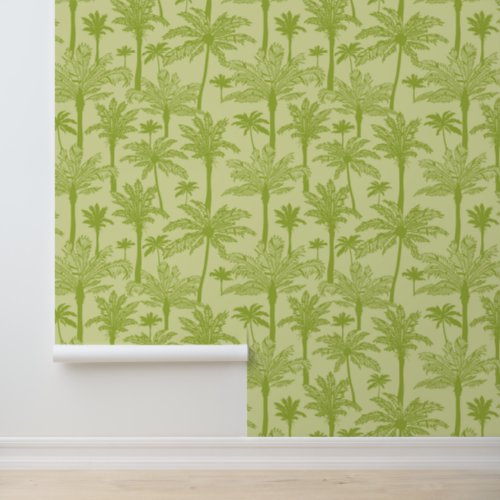 Green Palm Trees Pattern Wallpaper