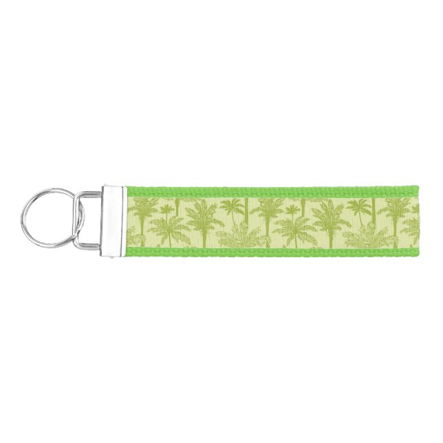 Green Palm Trees Pattern Wrist Keychain (Keys on Left)