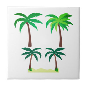 Green Palm Trees Summer Ceramic Tile