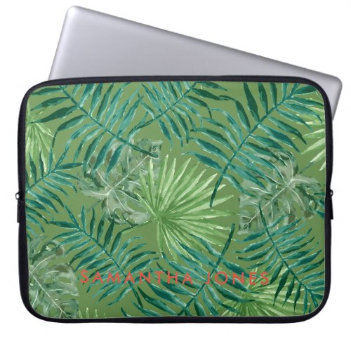 Green Palm Tropical Leaves trendy Laptop Sleeve