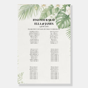 Green Palm Wedding Seating Chart Sign