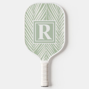 Green Palms and Monogram Customizable Pickleball Paddle
