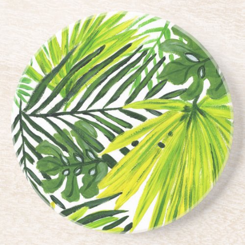 Green Palms Ceramic coaster