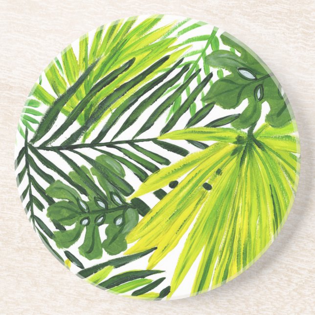 Green Palms Ceramic coaster (Front)