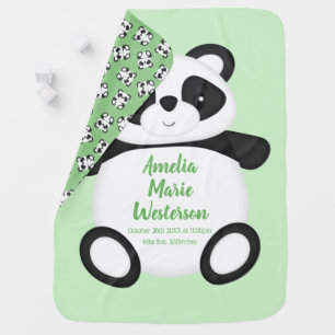 Green Panda Bear Baby Shower Baby Blanket