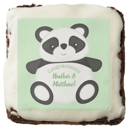 Green Panda Bear Baby Shower Brownie