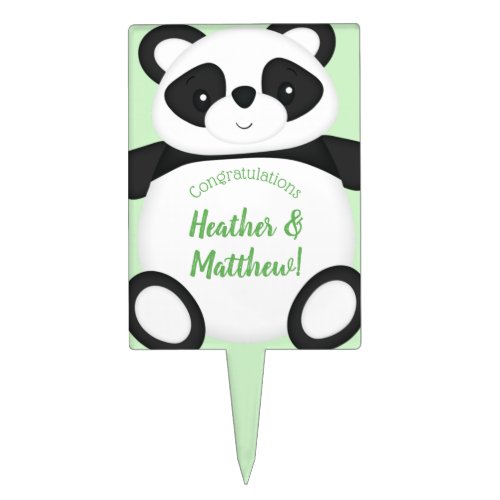 Green Panda Bear Baby Shower Cake Topper