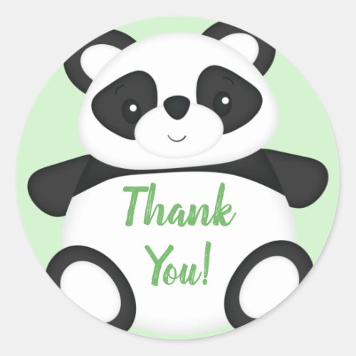 Green Panda Bear Baby Shower Classic Round Sticker