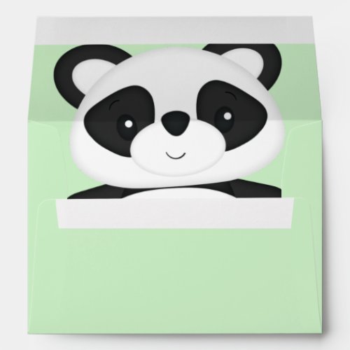 Green Panda Bear Baby Shower Envelope