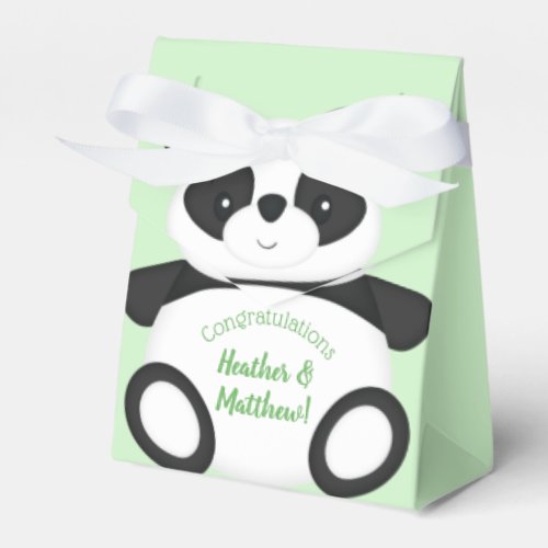 Green Panda Bear Baby Shower Favor Boxes