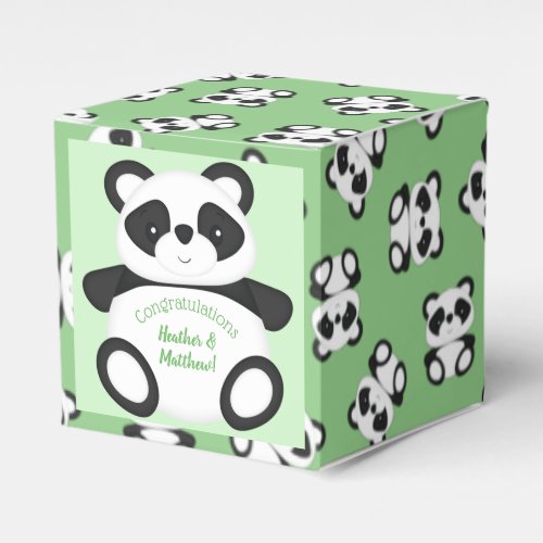 Green Panda Bear Baby Shower Favor Boxes