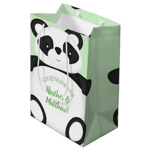 Green Panda Bear Baby Shower Medium Gift Bag