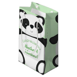 Green Panda Bear Baby Shower Small Gift Bag