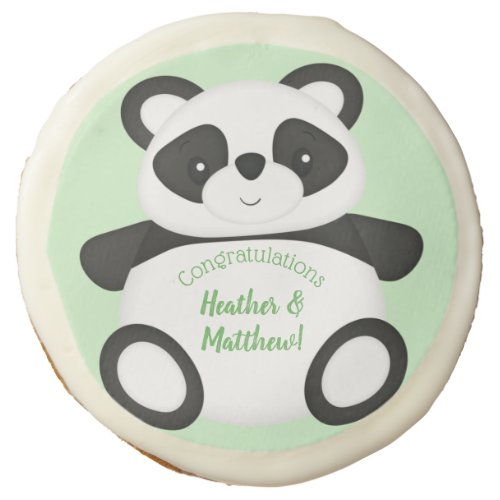 Green Panda Bear Baby Shower Sugar Cookie