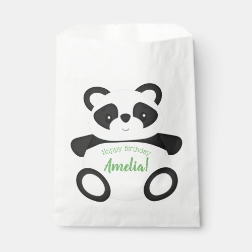 Green Panda Bear Birthday Party Favor Bag