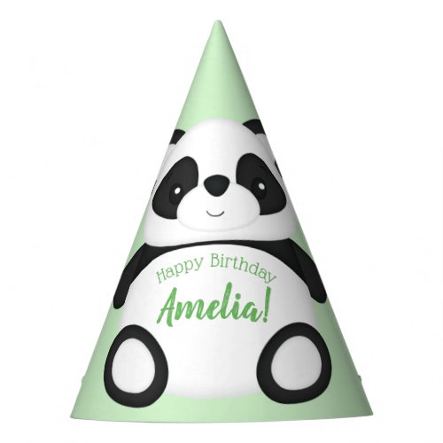 Green Panda Bear Birthday Party Party Hat