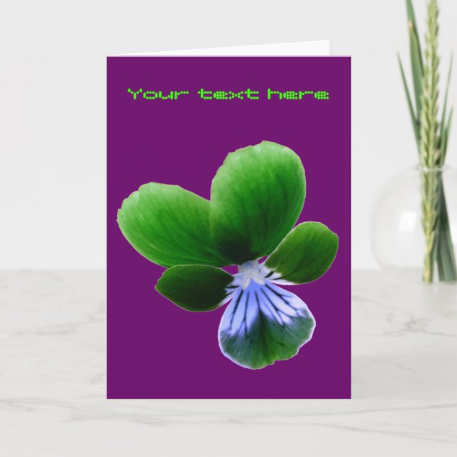 Green Pansy Customizable Greeting Card (Front)