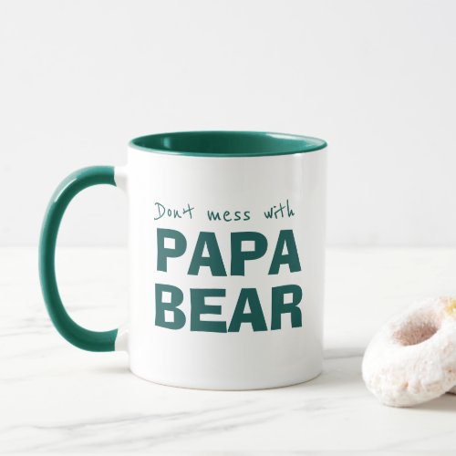 Green Papa Bear Dad Minimalist Typography Mug