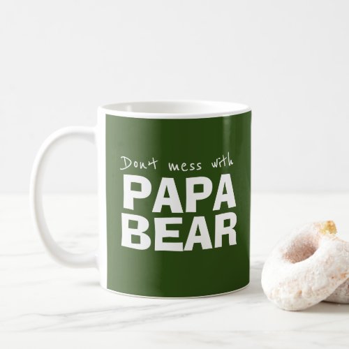 Green Papa Bear Minimalist Typography Mug for Dad