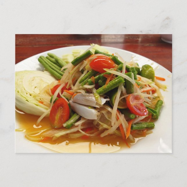 Green Papaya Salad Thai Healthy Food Postcard (Front)