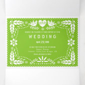 Green papel picado love birds wedding Tri-Fold invitation (Inside Middle)