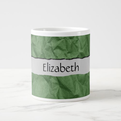 Green Paper Crumpled Paper Your Name Giant Coffee Mug