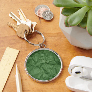 Green Paper, Wrinkled Paper, Crumpled Paper Keychain