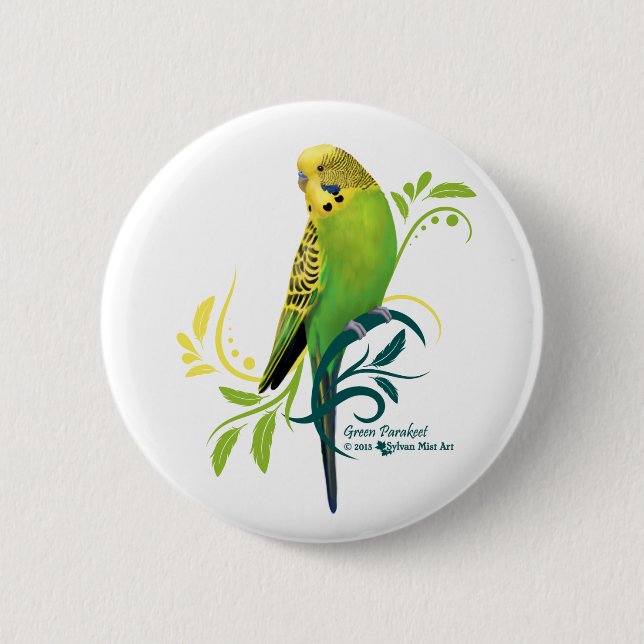 Green Parakeet Button (Front)