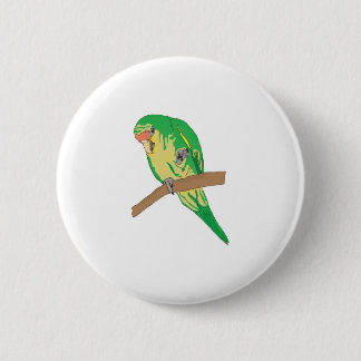 green parakeet pinback button