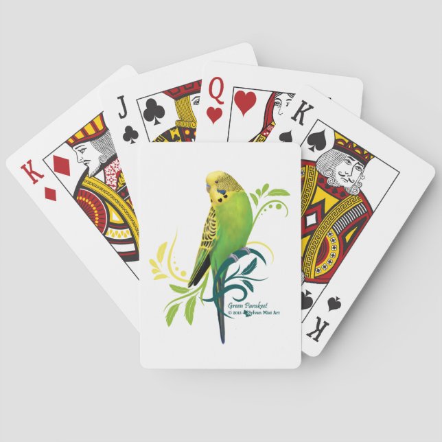 Green Parakeet Poker Cards (Back)