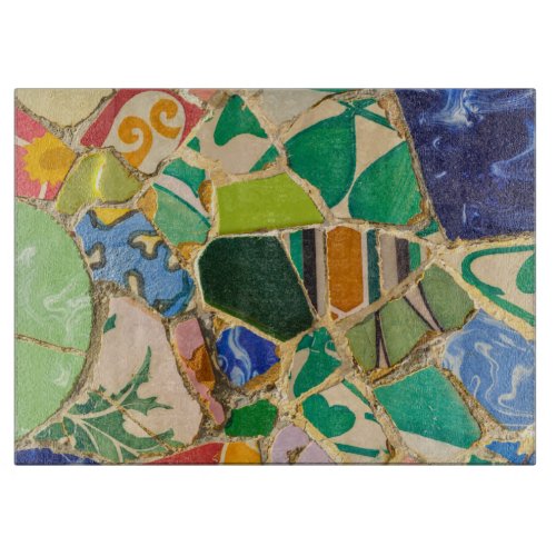 Green Parc Guell Tiles in Barcelona Spain Cutting Board