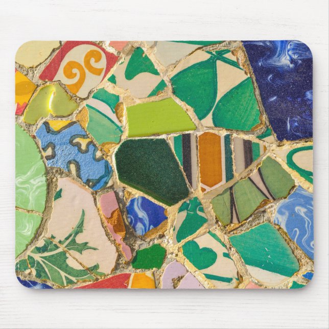 Green Parc Guell Tiles in Barcelona Spain Mouse Pad (Front)