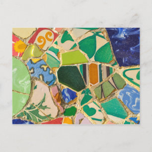 Green Parc Guell Tiles in Barcelona Spain Postcard
