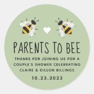 Green Parents to Bee Baby Shower Favor Sticker