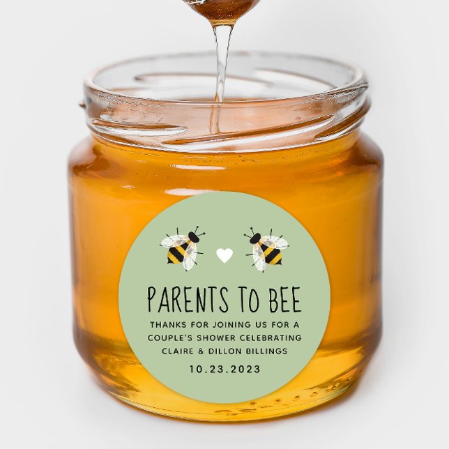 Green Parents to Bee Baby Shower Favor Sticker (Mint green sticker for Parents to Bee baby shower honey themed favor)