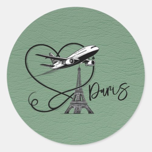 Green Paris Passport  Classic Round Sticker